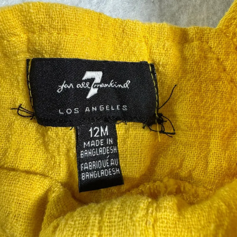 7 for All Mankind Baby Girl 12M Yellow Button-up Spring Boho Chic Easter Picture